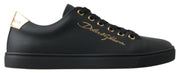 Dolce & Gabbana Black Gold Leather Classic Sneakers - ACCEXO