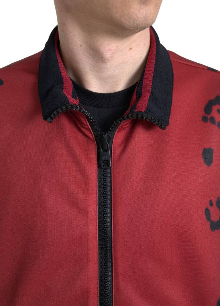 Dolce & Gabbana Red Leopard Print Bomber Jacket - ACCEXO