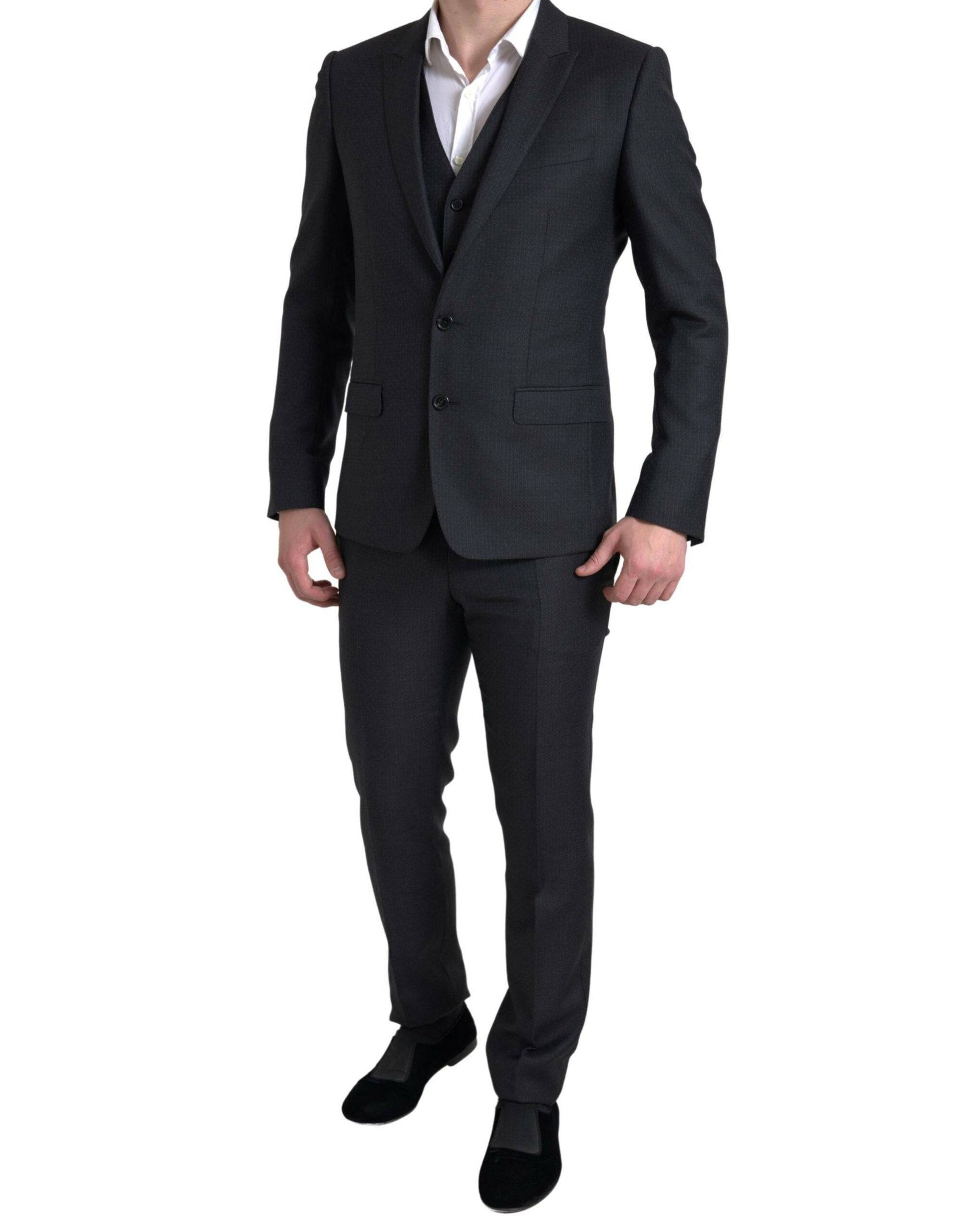 Dolce & Gabbana Elegant Black Martini Slim Fit 3-Piece Suit - ACCEXO
