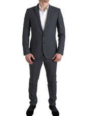 Dolce & Gabbana Elegant Grey Checkered Slim Fit Suit - ACCEXO