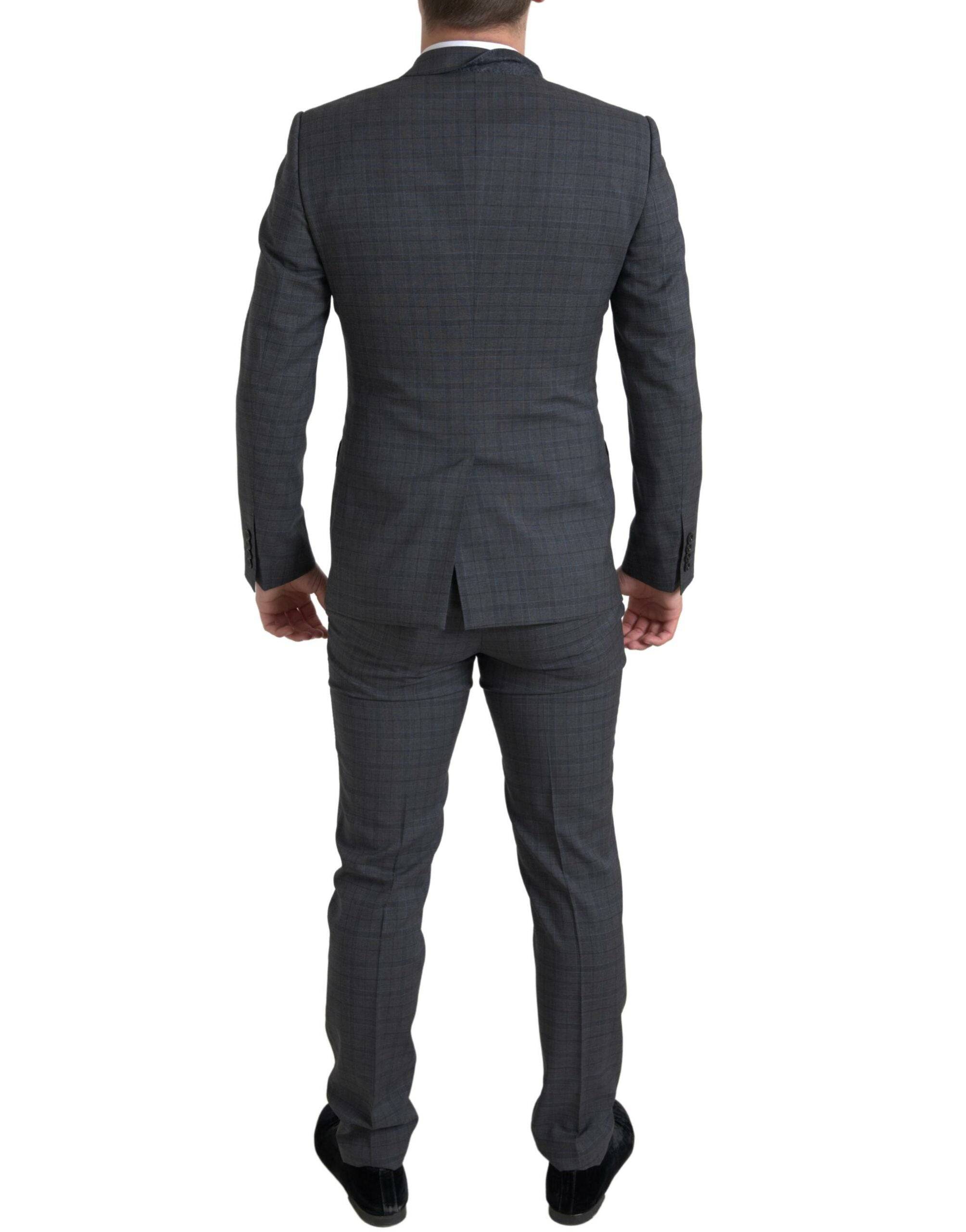 Dolce & Gabbana Elegant Grey Checkered Slim Fit Suit - ACCEXO