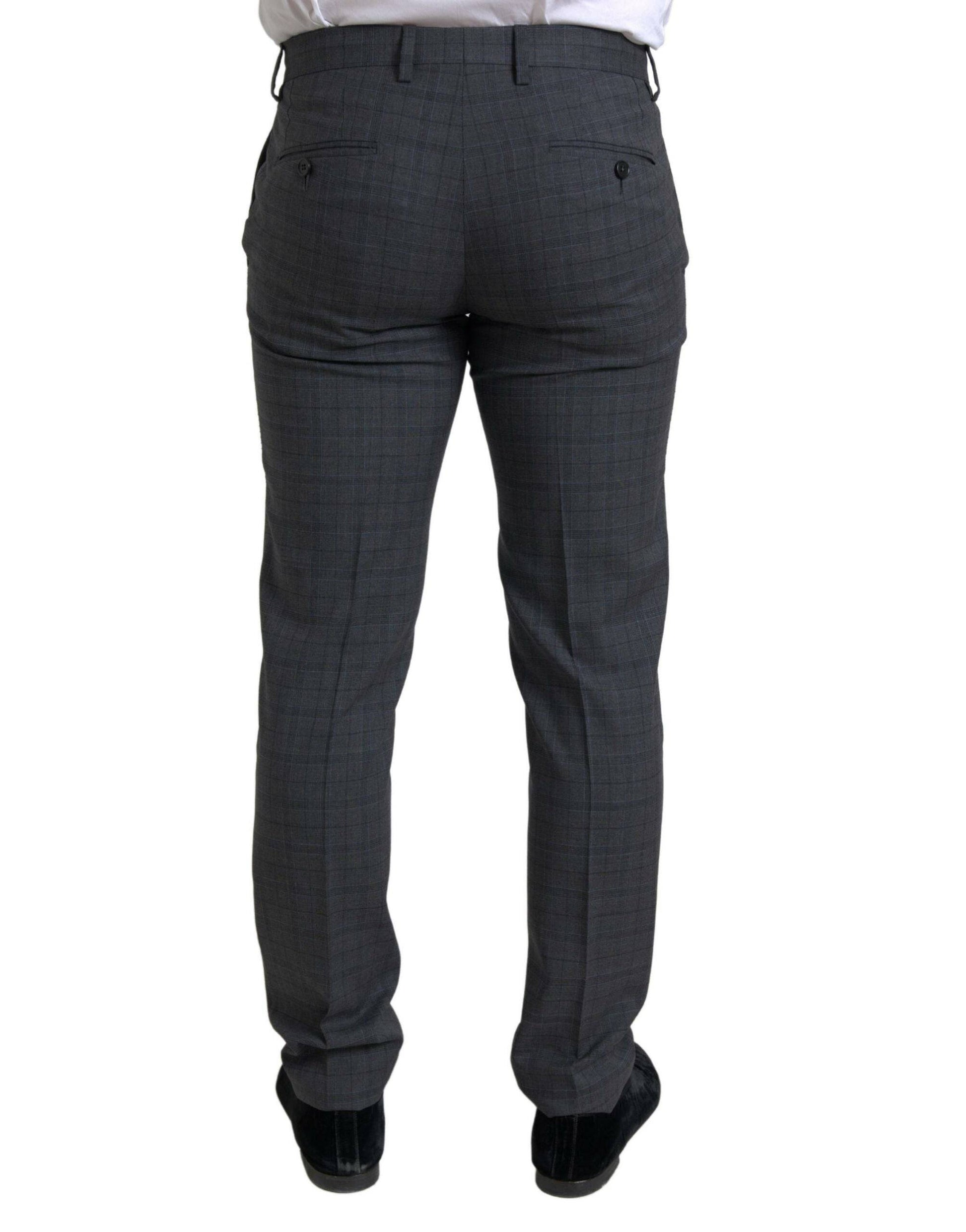 Dolce & Gabbana Elegant Grey Checkered Slim Fit Suit - ACCEXO