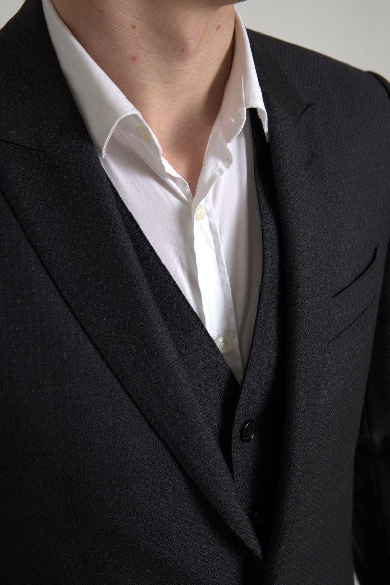 Dolce & Gabbana Elegant Black Martini Slim Fit 3-Piece Suit - ACCEXO