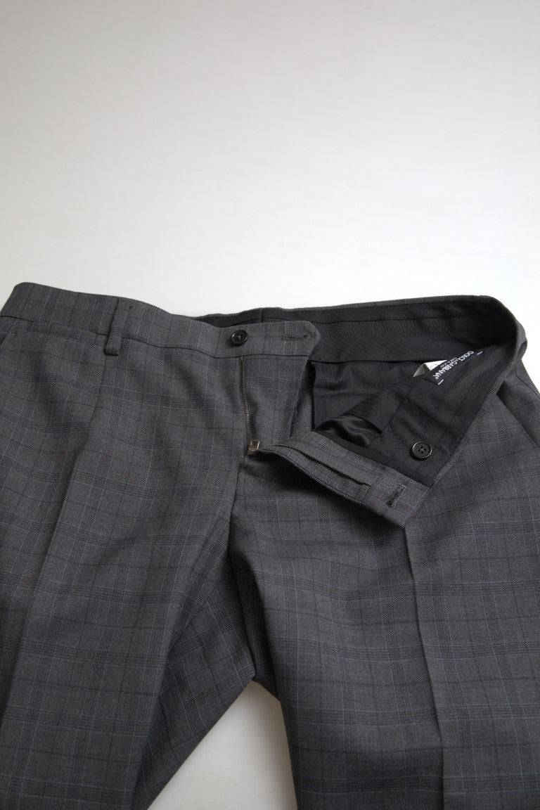 Dolce & Gabbana Elegant Grey Checkered Slim Fit Suit - ACCEXO