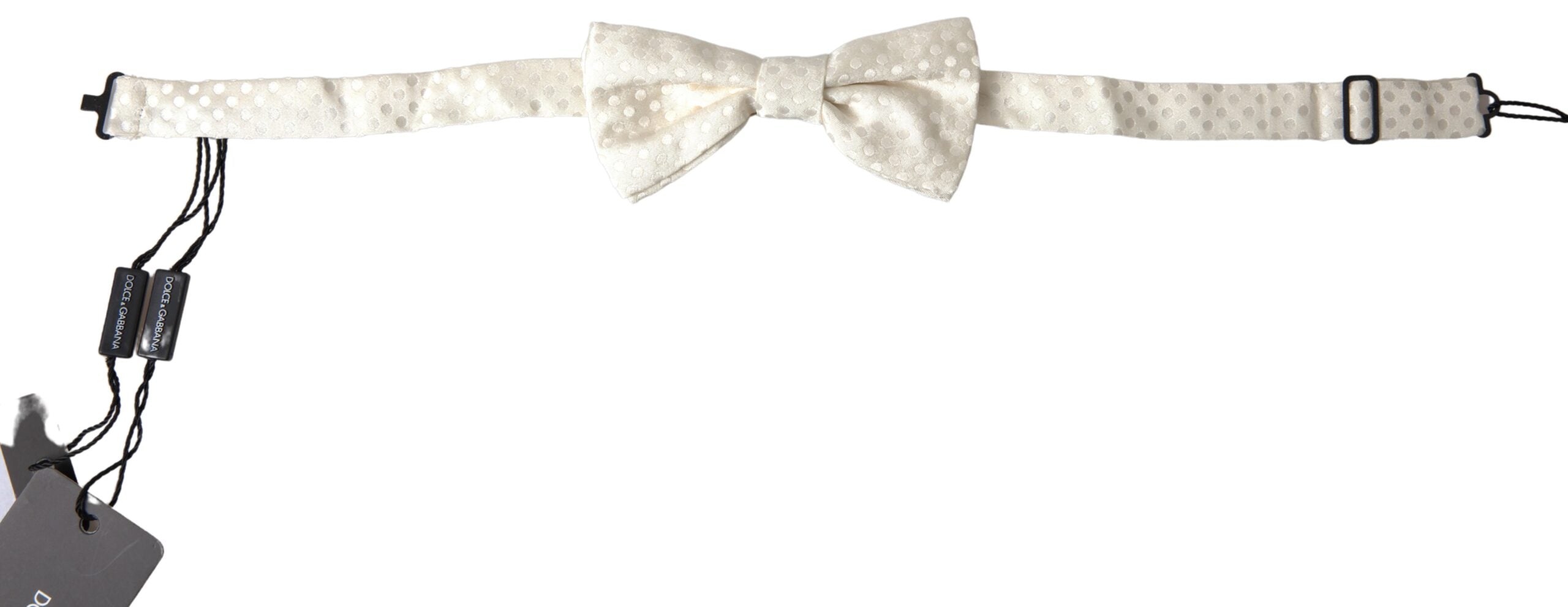 Dolce & Gabbana Elegant Ivory Fantasy Pattern Silk Bow Tie - ACCEXO