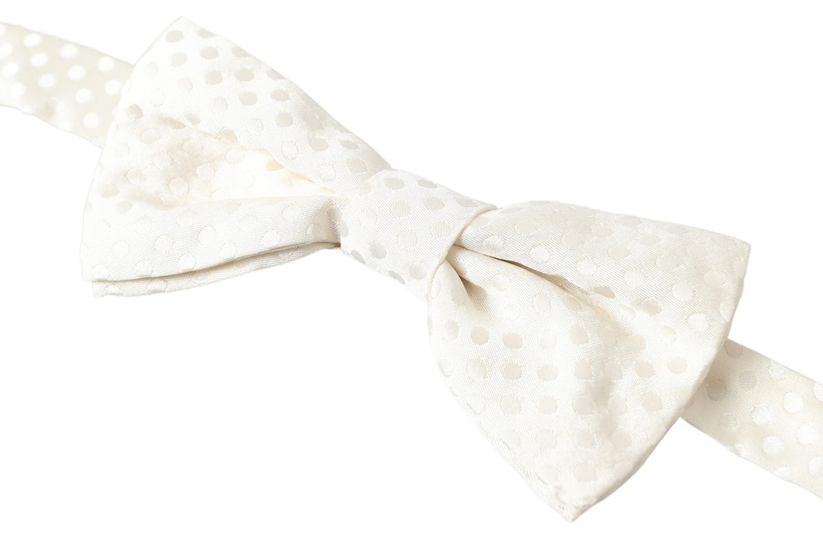 Dolce & Gabbana Elegant Ivory Fantasy Pattern Silk Bow Tie - ACCEXO