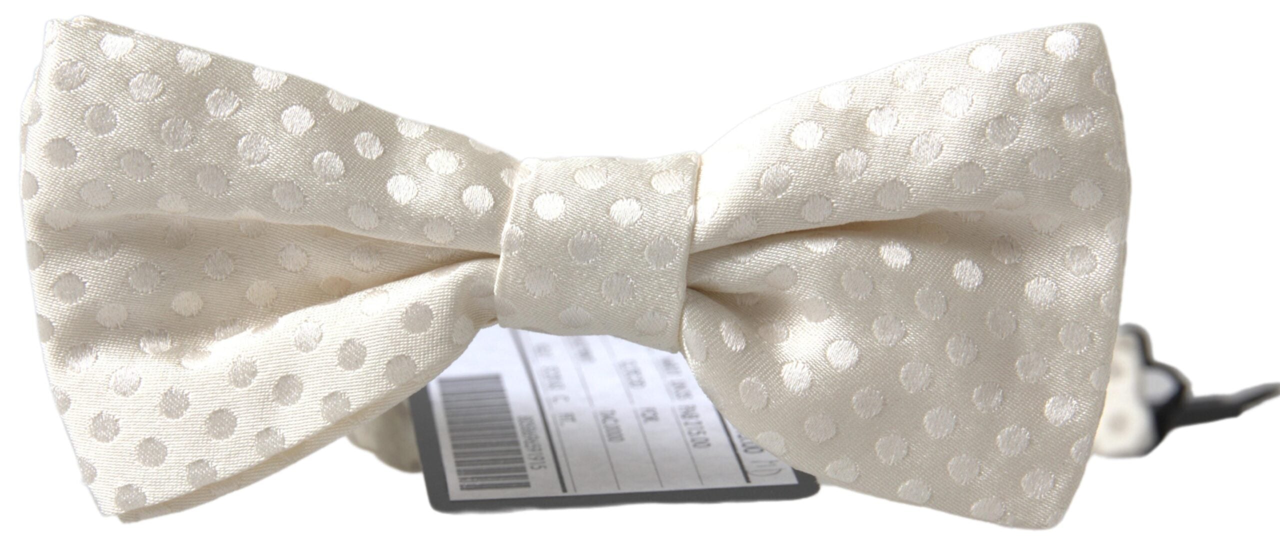 Dolce & Gabbana Elegant Ivory Fantasy Pattern Silk Bow Tie - ACCEXO