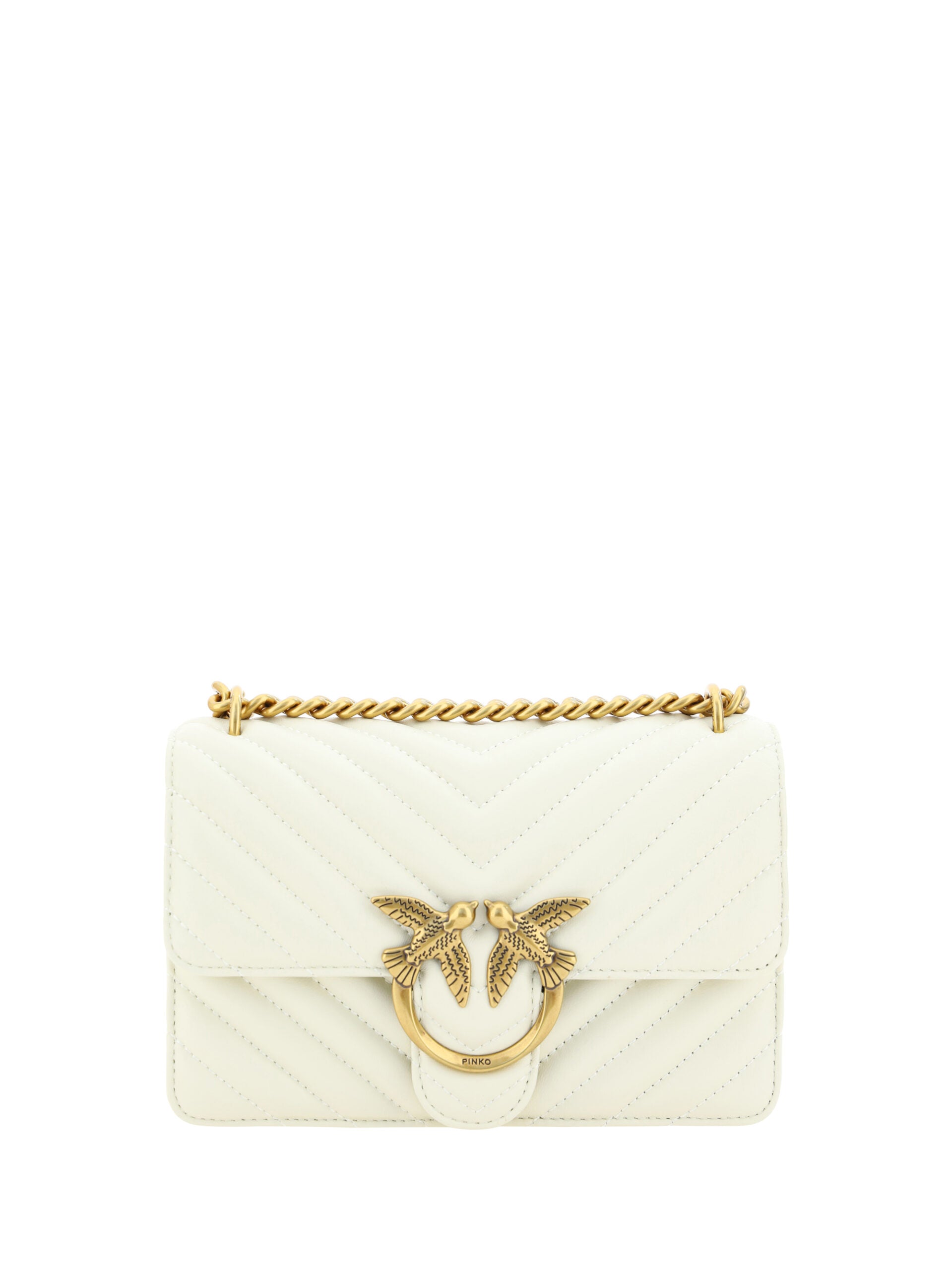 PINKO Elegant White Mini Love Shoulder Bag - ACCEXO