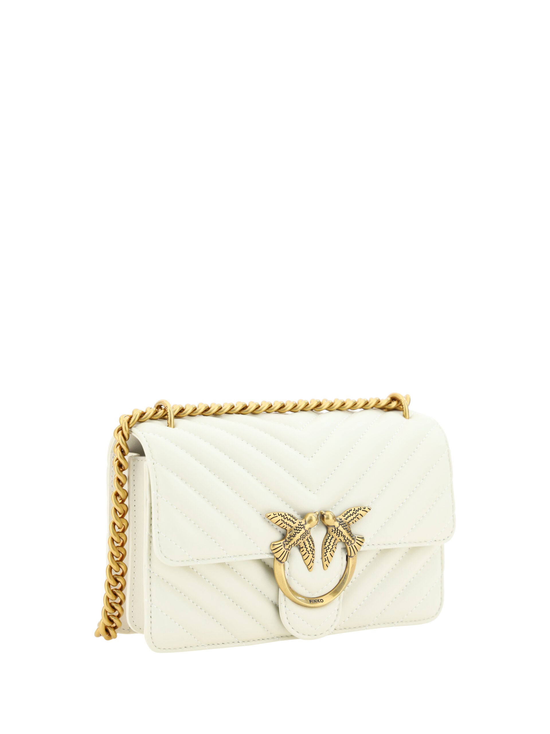 PINKO Elegant White Mini Love Shoulder Bag - ACCEXO