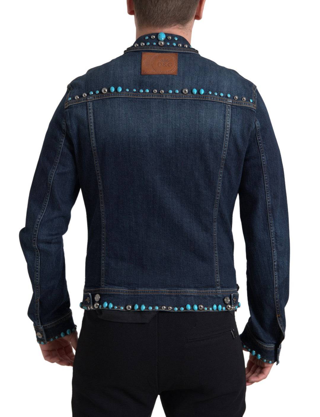 Dolce & Gabbana Embellished Turquoise Denim Jacket - ACCEXO