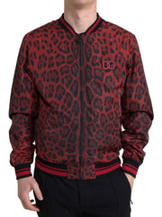 Dolce & Gabbana Red Leopard Print Bomber Jacket - ACCEXO