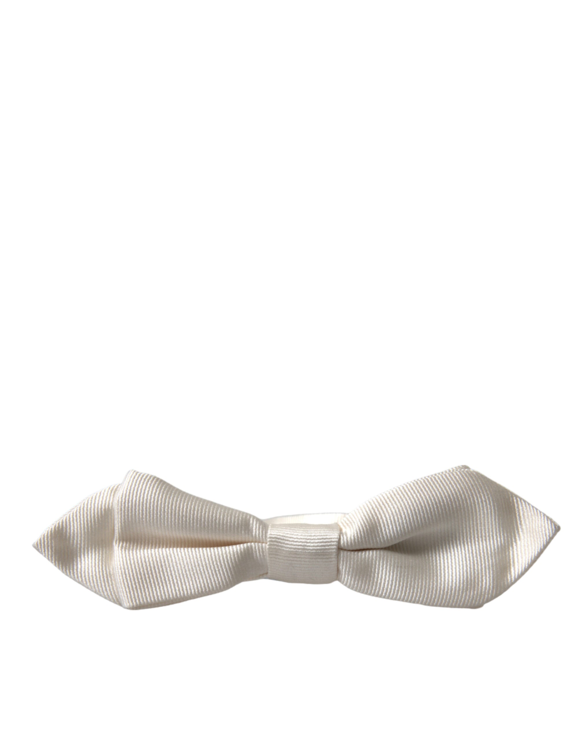 Dolce & Gabbana Elegant White Silk Bow Tie - ACCEXO