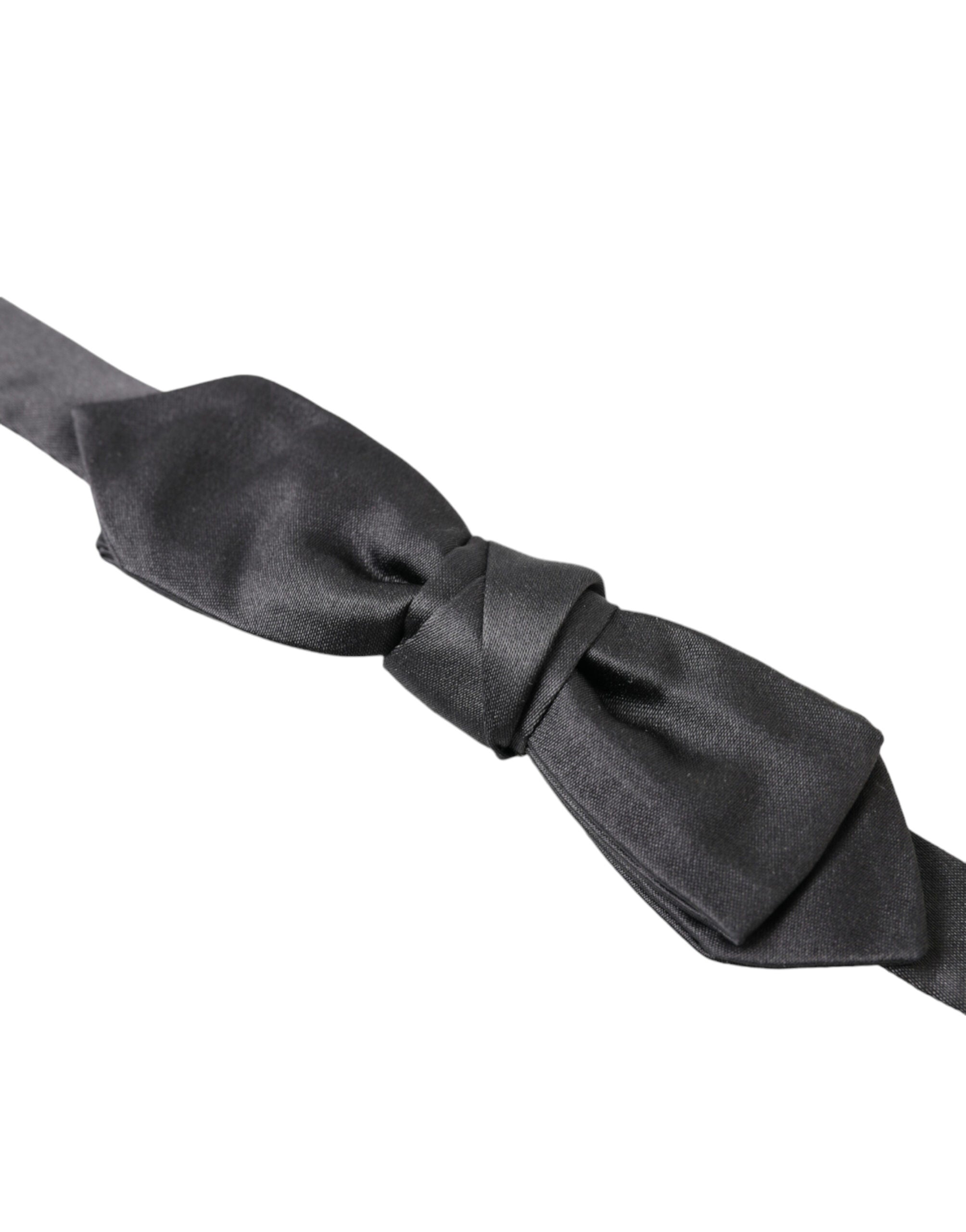 Dolce & Gabbana Elegant Anthracite Silk Bow Tie - ACCEXO