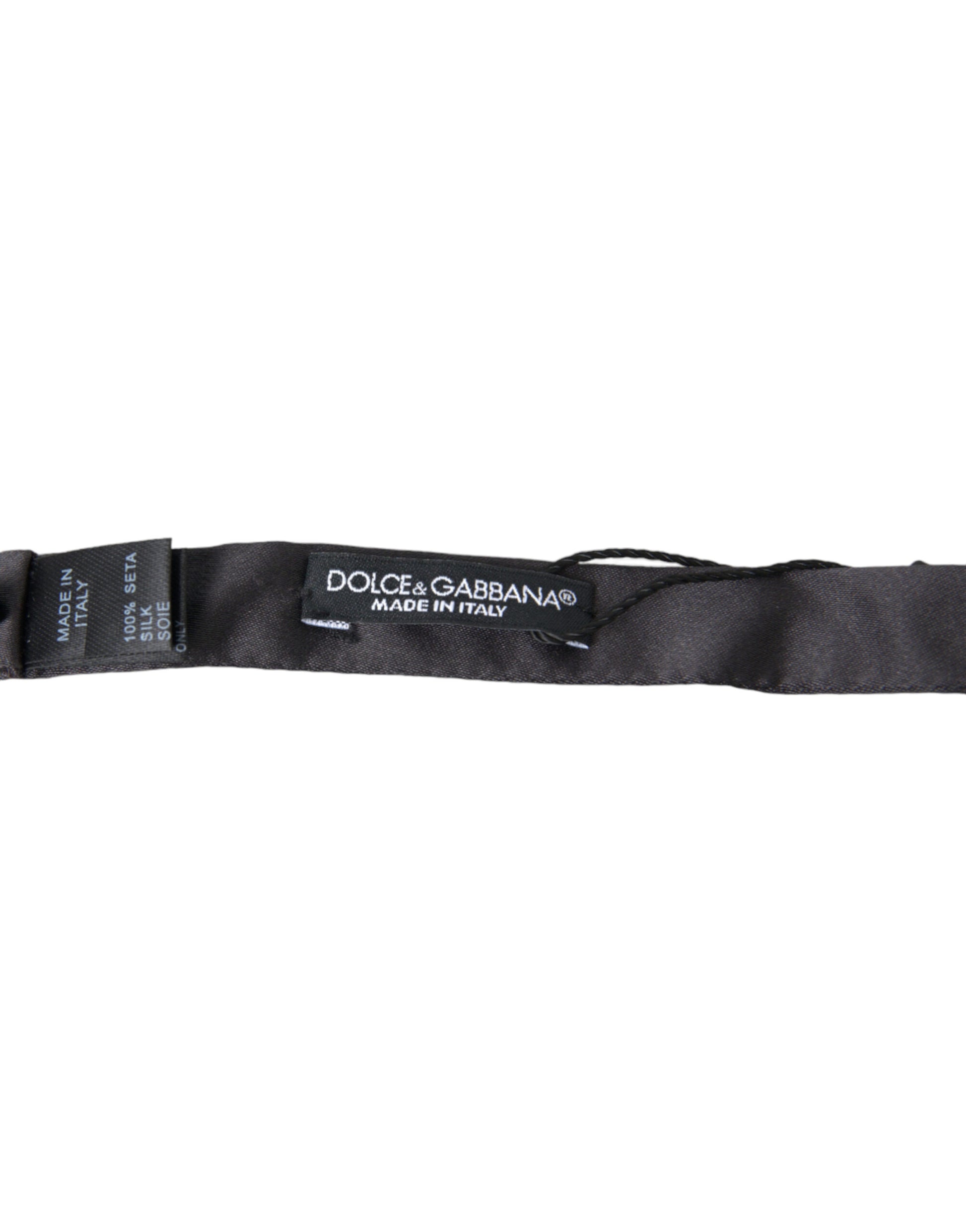 Dolce & Gabbana Elegant Anthracite Silk Bow Tie - ACCEXO
