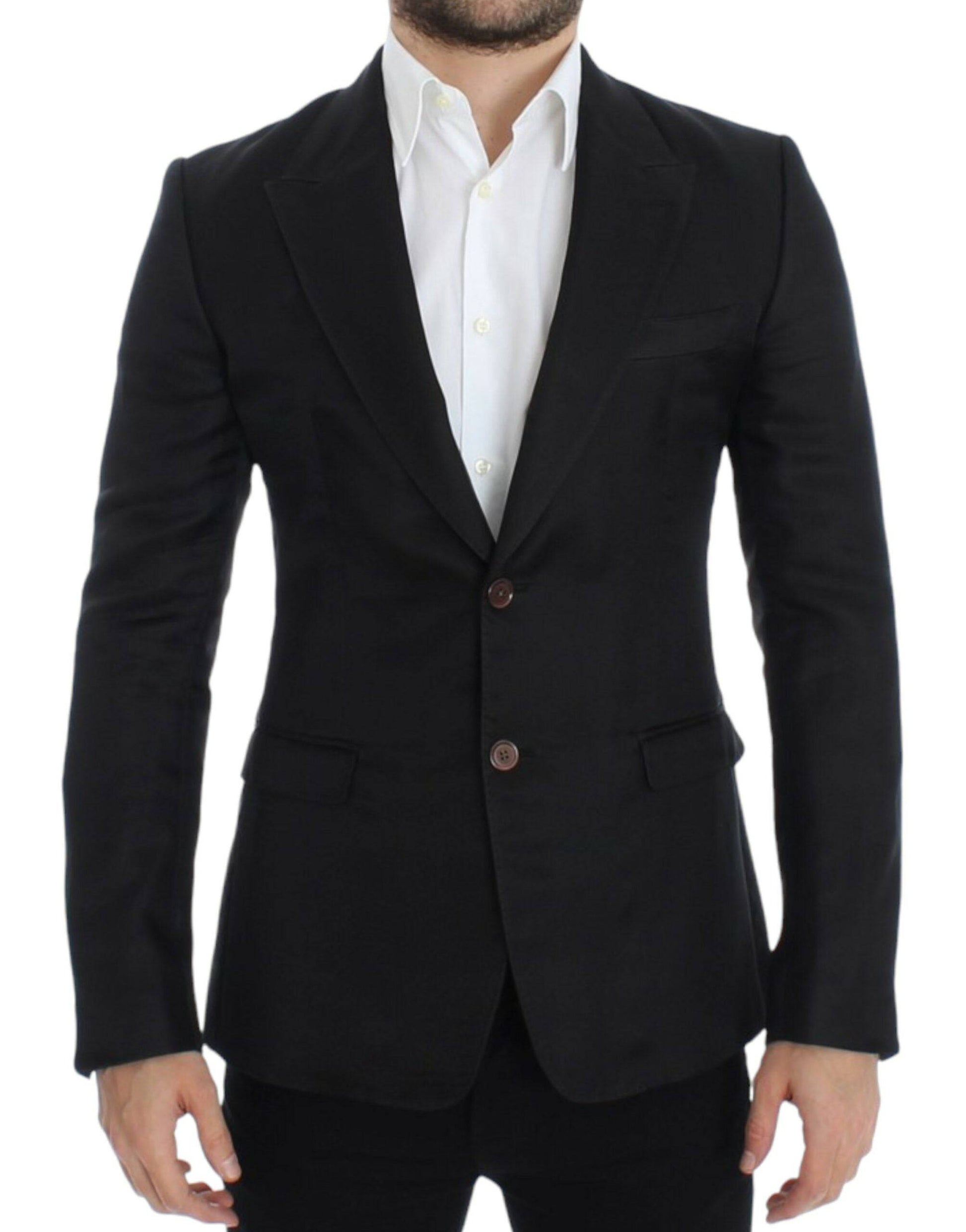 Dolce & Gabbana Elegant Black Silk Blend Two-Button Blazer - ACCEXO