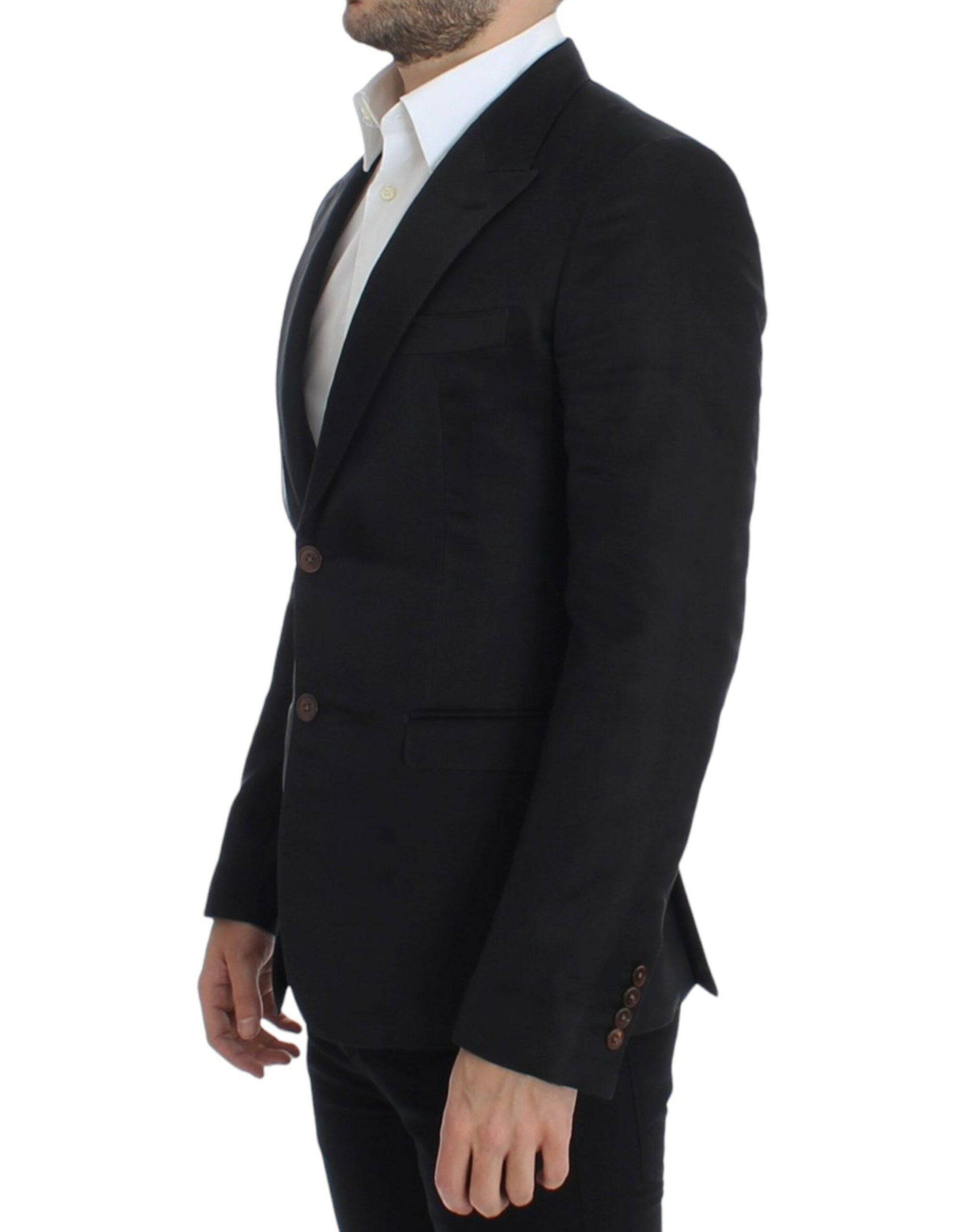 Dolce & Gabbana Elegant Black Silk Blend Two-Button Blazer - ACCEXO