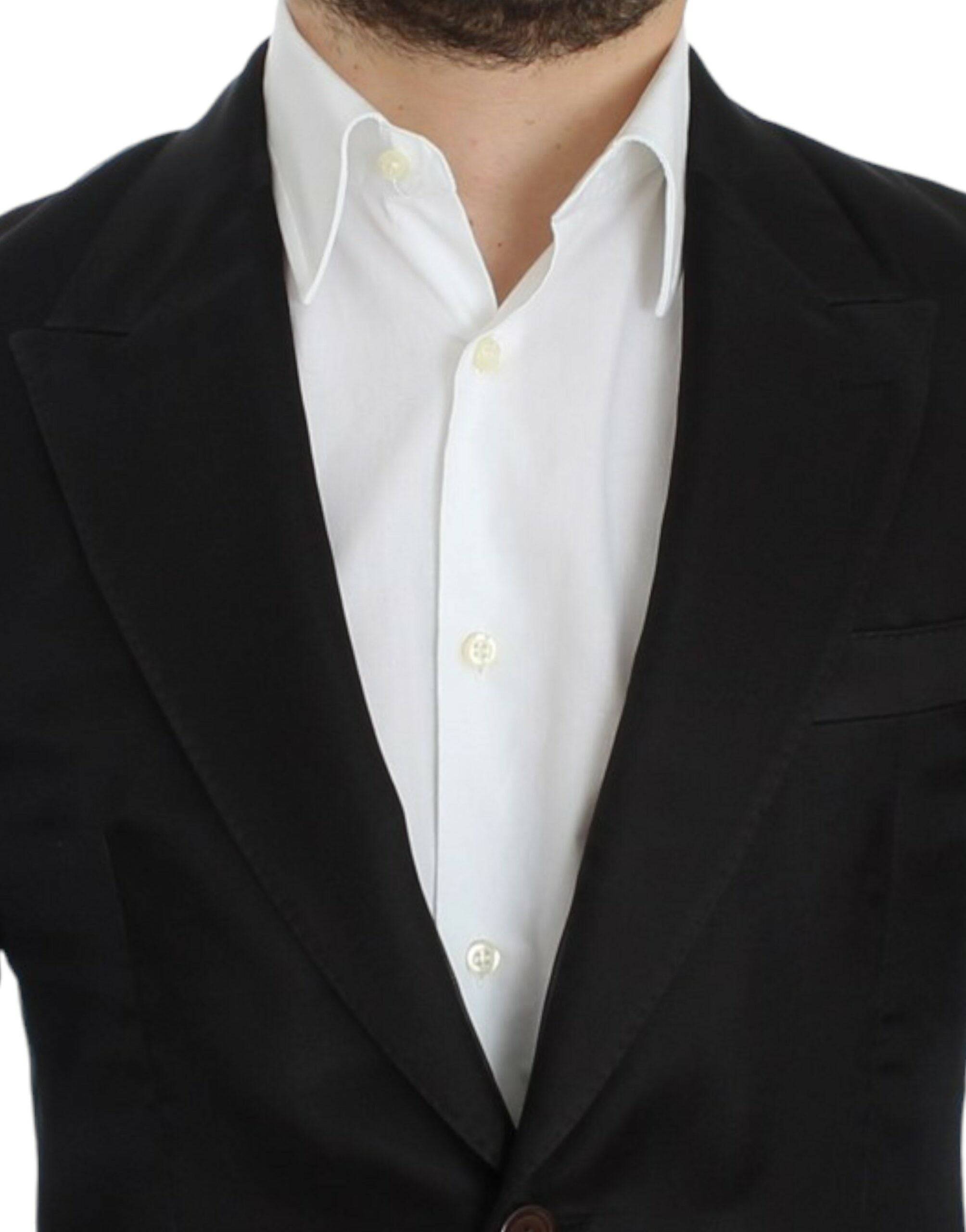 Dolce & Gabbana Elegant Black Silk Blend Two-Button Blazer - ACCEXO