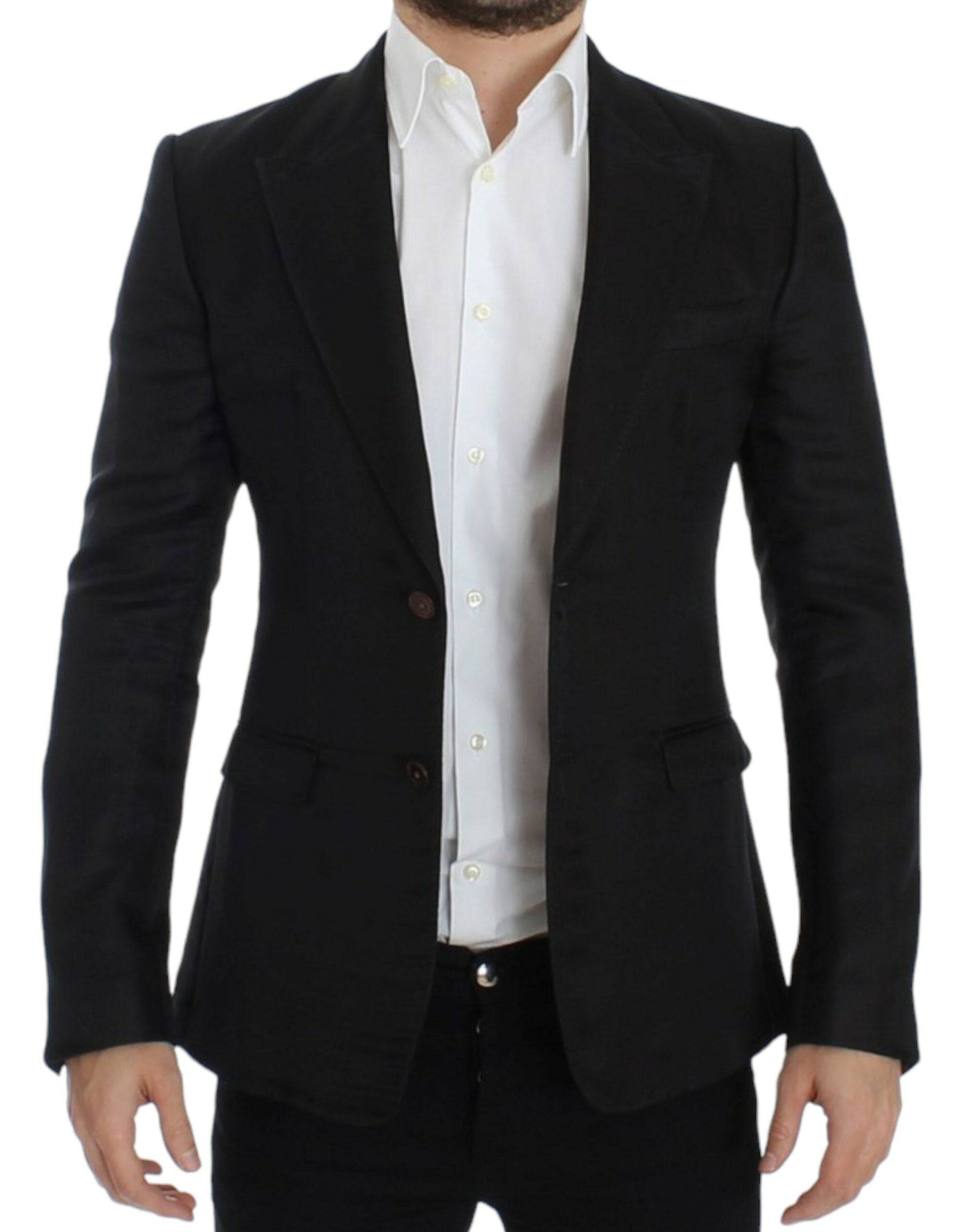 Dolce & Gabbana Elegant Black Silk Blend Two-Button Blazer - ACCEXO