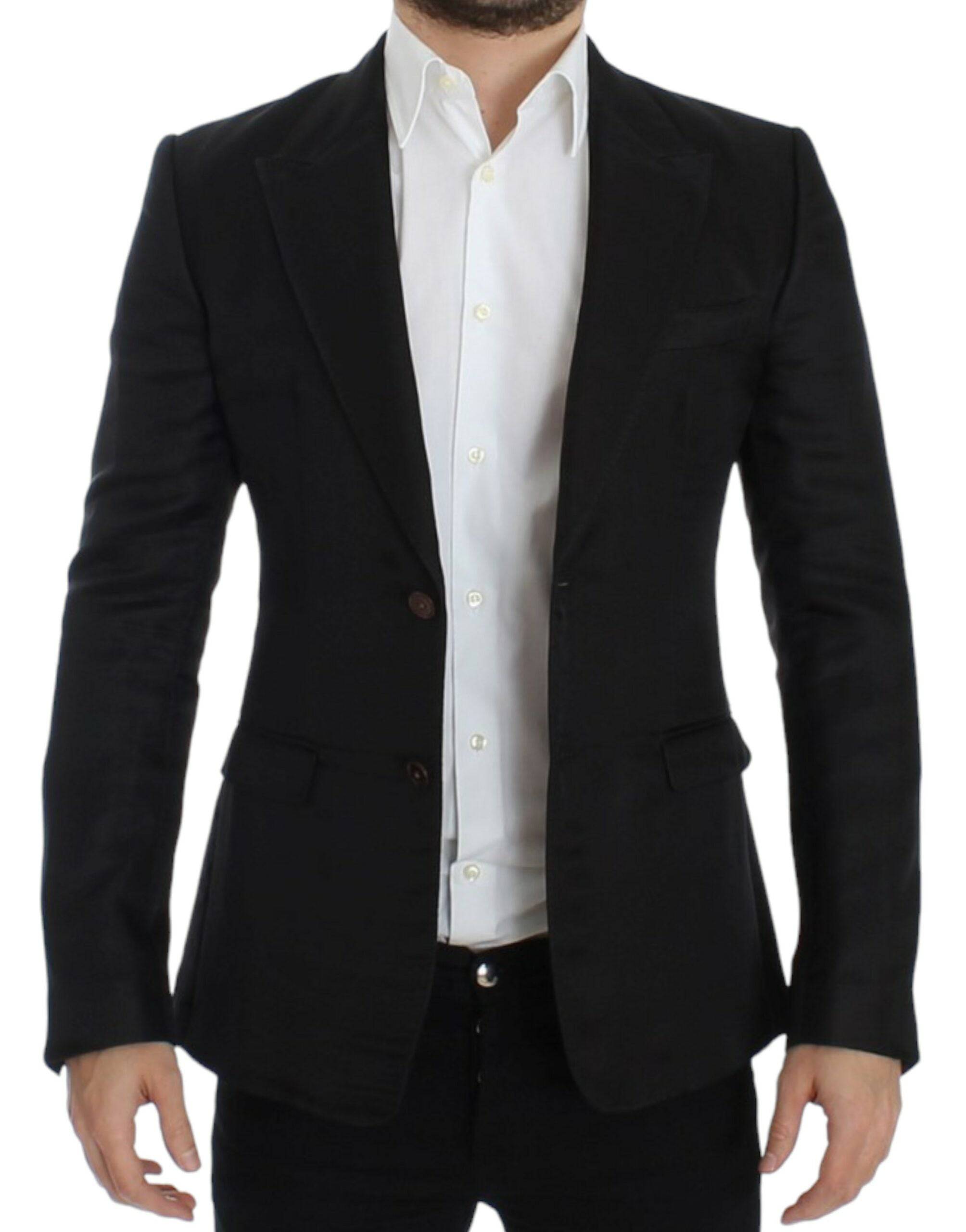 Dolce & Gabbana Elegant Black Silk Blend Two-Button Blazer - ACCEXO