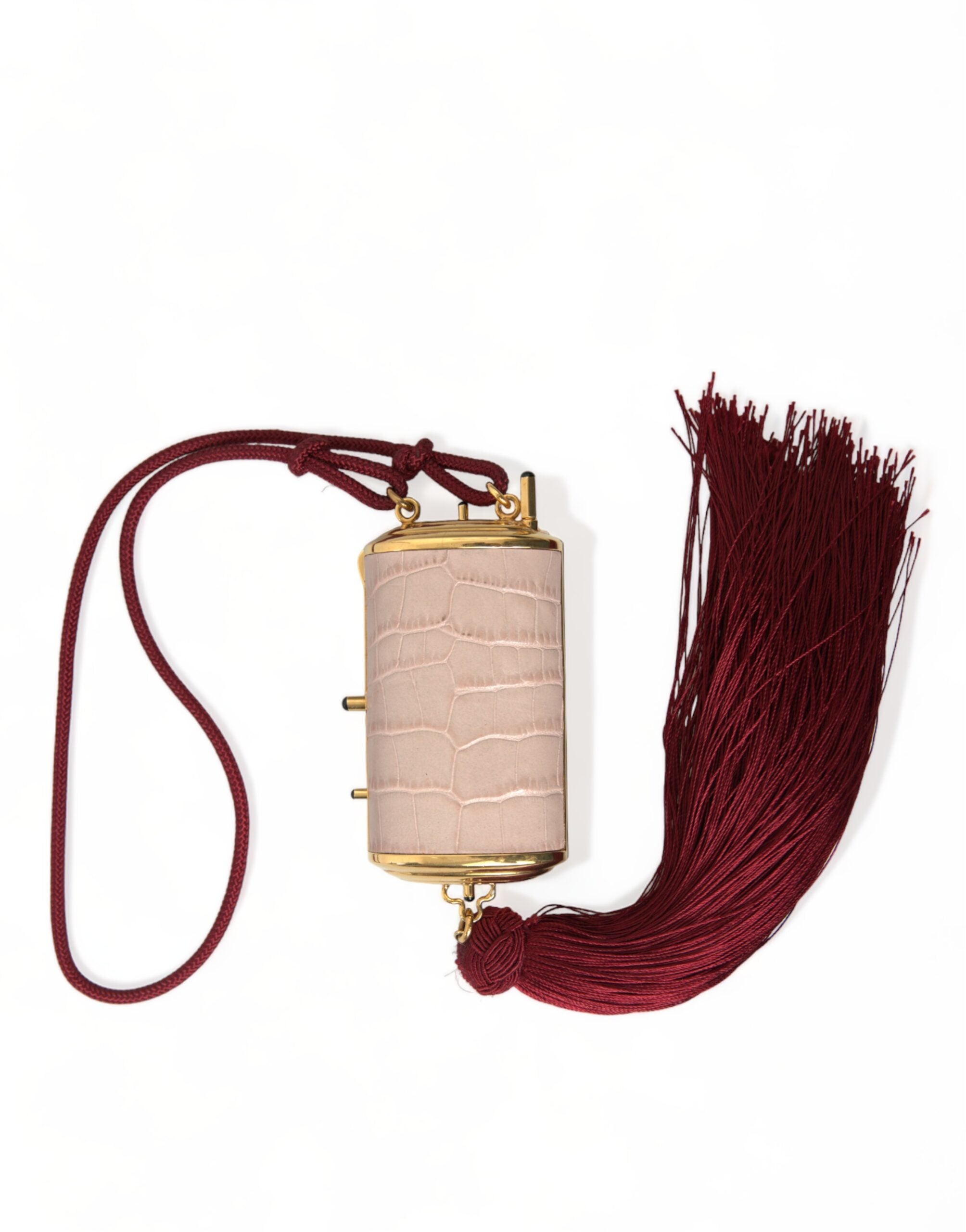 Dolce & Gabbana Exotic Pink Leather Mini Mirror Bag with Tassel - ACCEXO