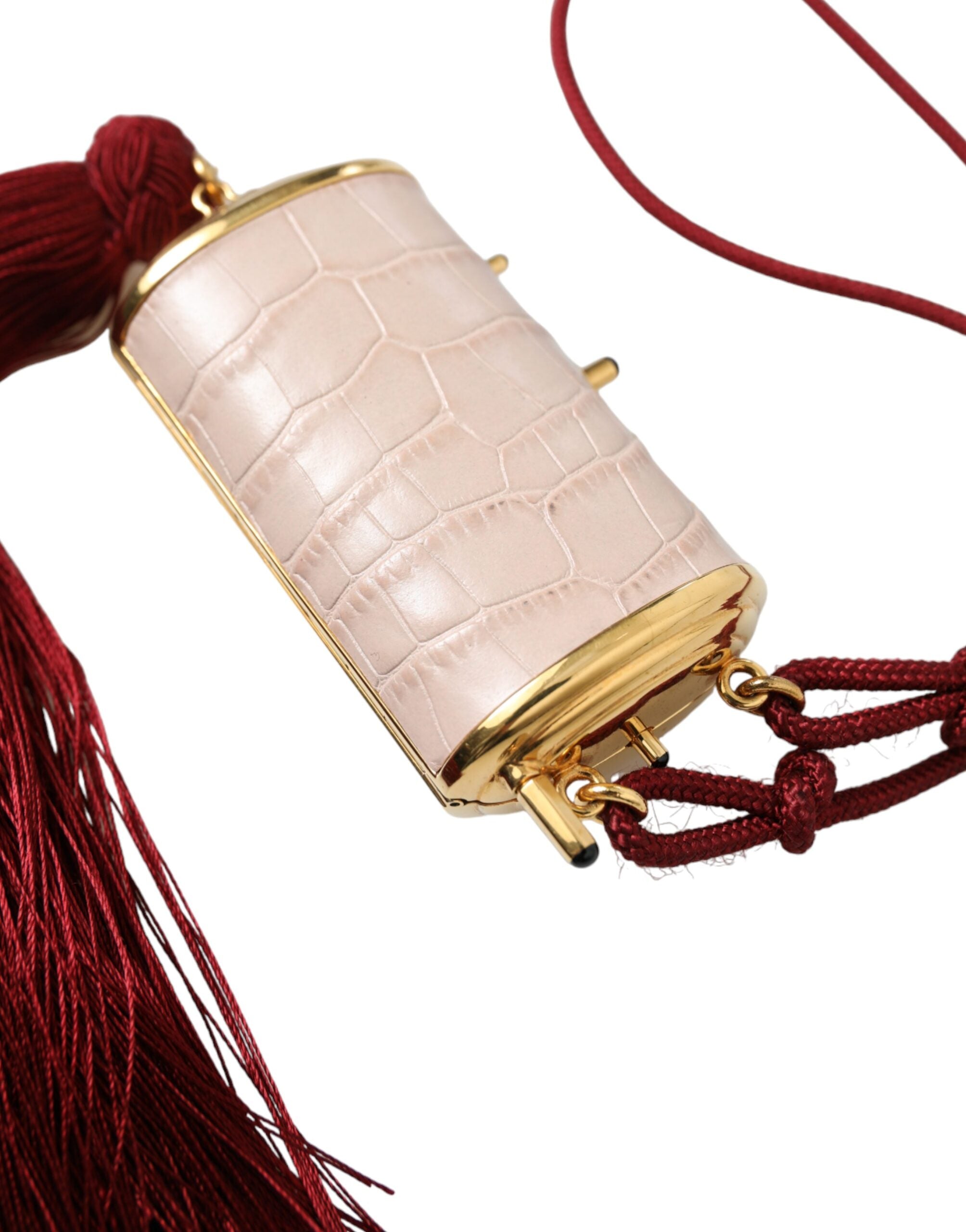 Dolce & Gabbana Exotic Pink Leather Mini Mirror Bag with Tassel - ACCEXO
