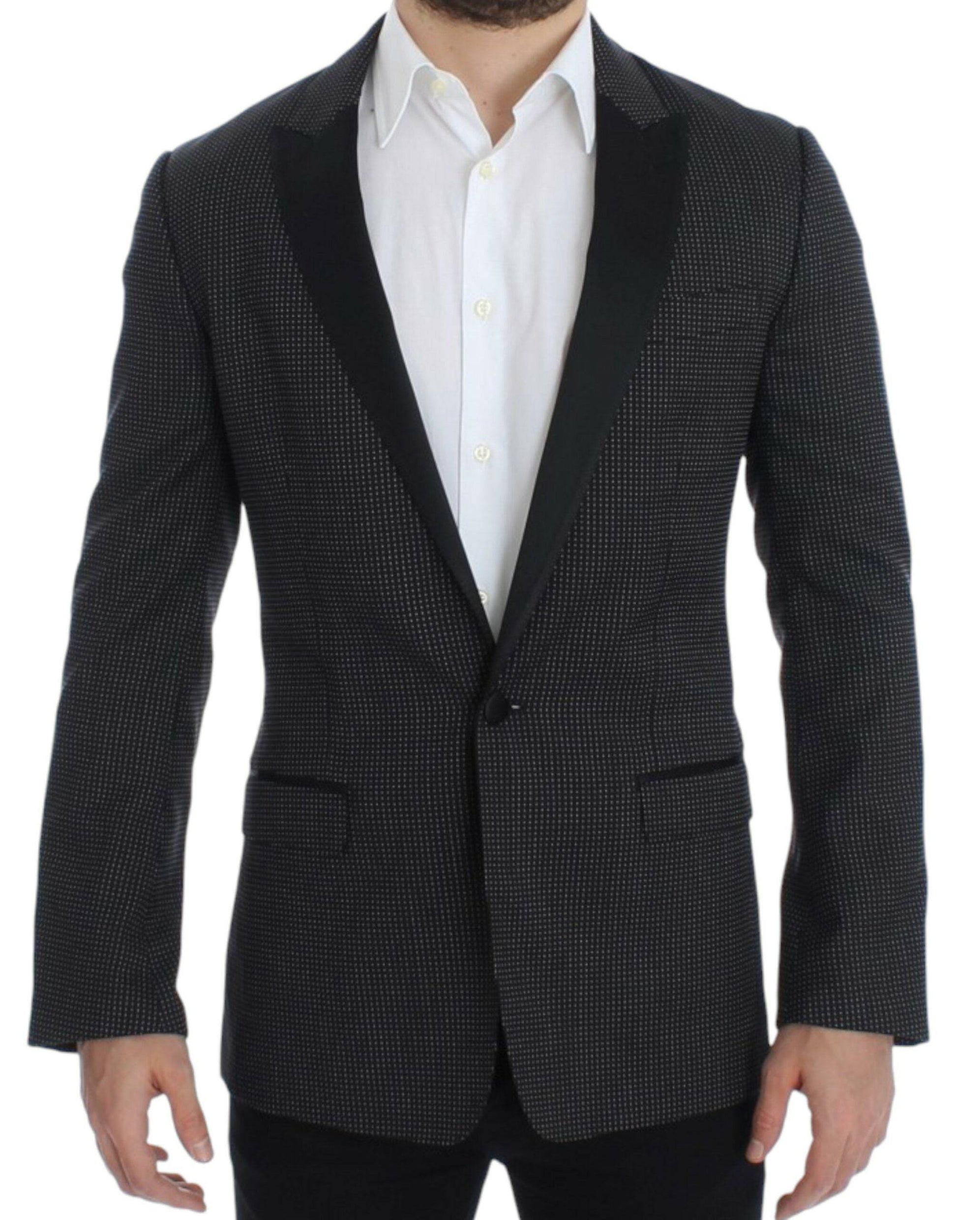 Dolce & Gabbana Elegant Black Polka Dotted Slim Fit Blazer - ACCEXO