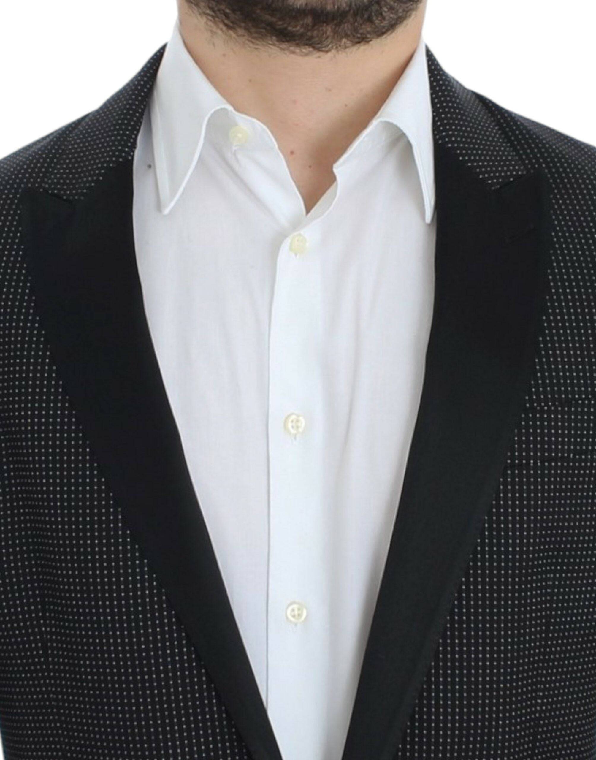 Dolce & Gabbana Elegant Black Polka Dotted Slim Fit Blazer - ACCEXO