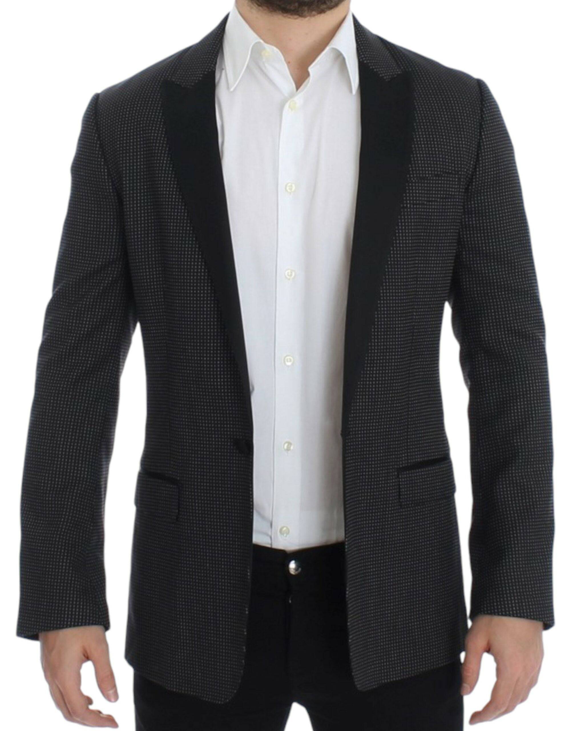 Dolce & Gabbana Elegant Black Polka Dotted Slim Fit Blazer - ACCEXO