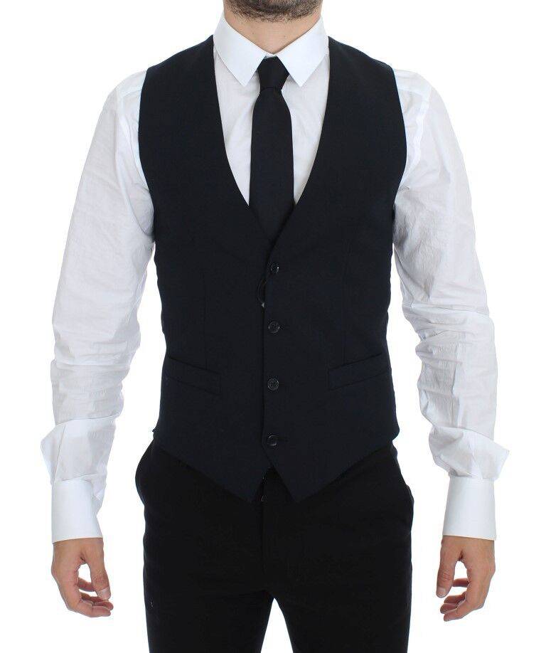 Dolce & Gabbana Elegant Blue Wool Dress Vest - ACCEXO
