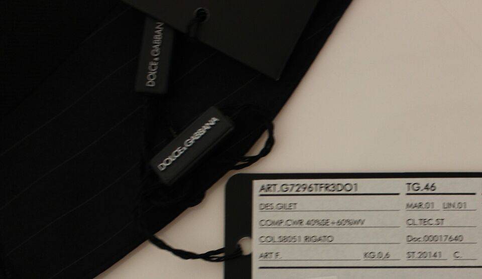 Dolce & Gabbana Chic Black Striped Wool Silk Dress Vest - ACCEXO