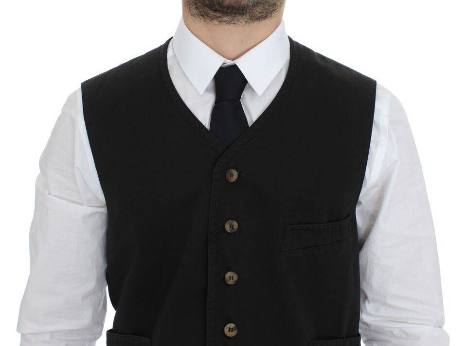 Dolce & Gabbana Elegant Black Cotton Blend Dress Vest - ACCEXO