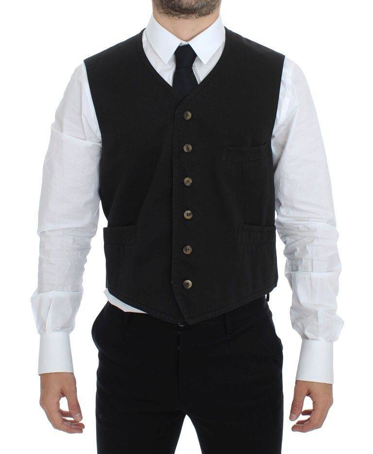 Dolce & Gabbana Elegant Black Cotton Blend Dress Vest - ACCEXO