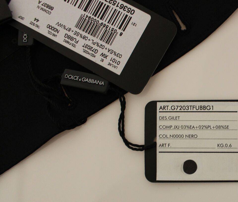 Dolce & Gabbana Elegant Silk-Wool Black Dress Vest - ACCEXO