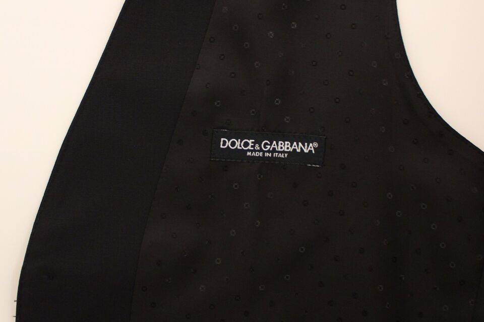 Dolce & Gabbana Elegant Silk-Wool Black Dress Vest - ACCEXO
