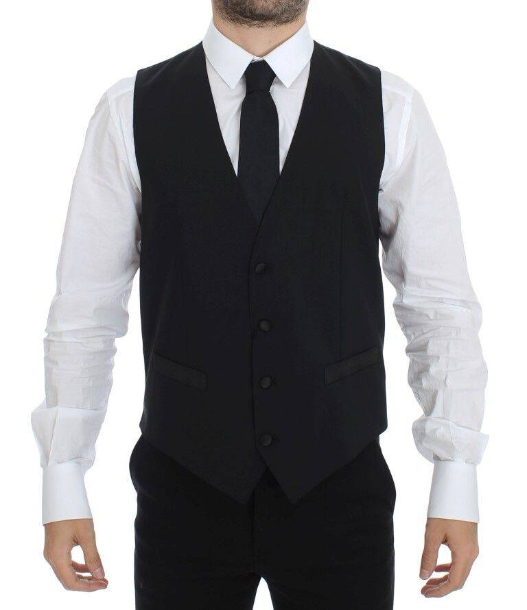 Dolce & Gabbana Elegant Silk-Wool Black Dress Vest - ACCEXO