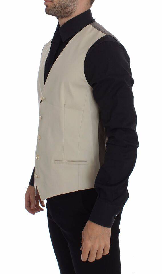 Dolce & Gabbana Elegant Beige Cotton Blend Dress Vest - ACCEXO