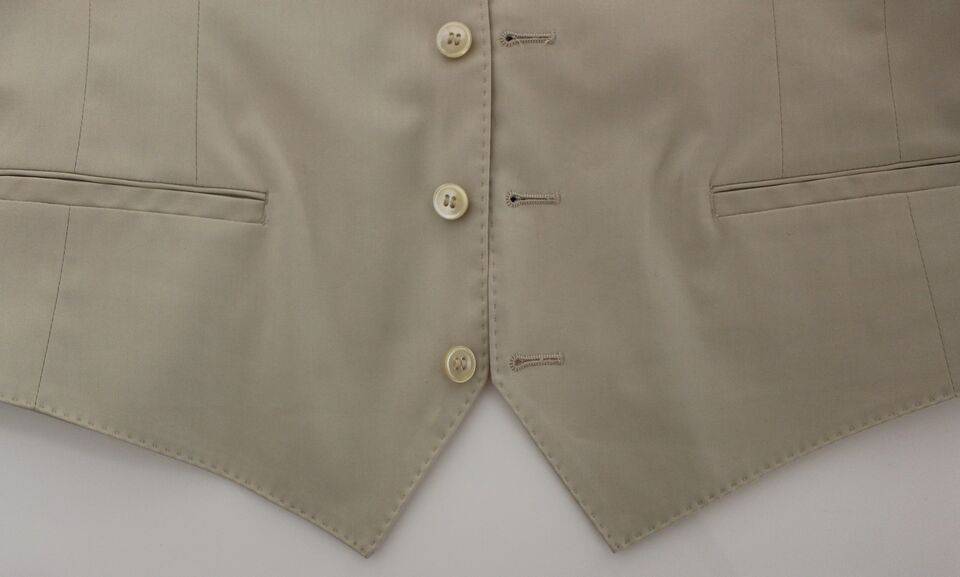 Dolce & Gabbana Elegant Beige Cotton Blend Dress Vest - ACCEXO