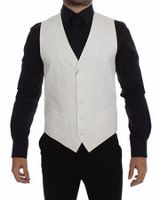 Dolce & Gabbana Elegant White Cotton Silk Dress Vest - ACCEXO