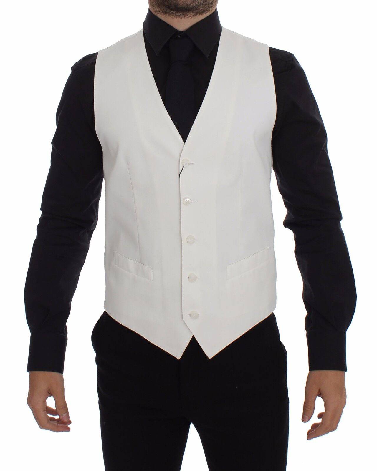Dolce & Gabbana Elegant White Cotton Silk Dress Vest - ACCEXO