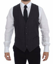 Dolce & Gabbana Elegant Striped Gray Dress Vest - ACCEXO