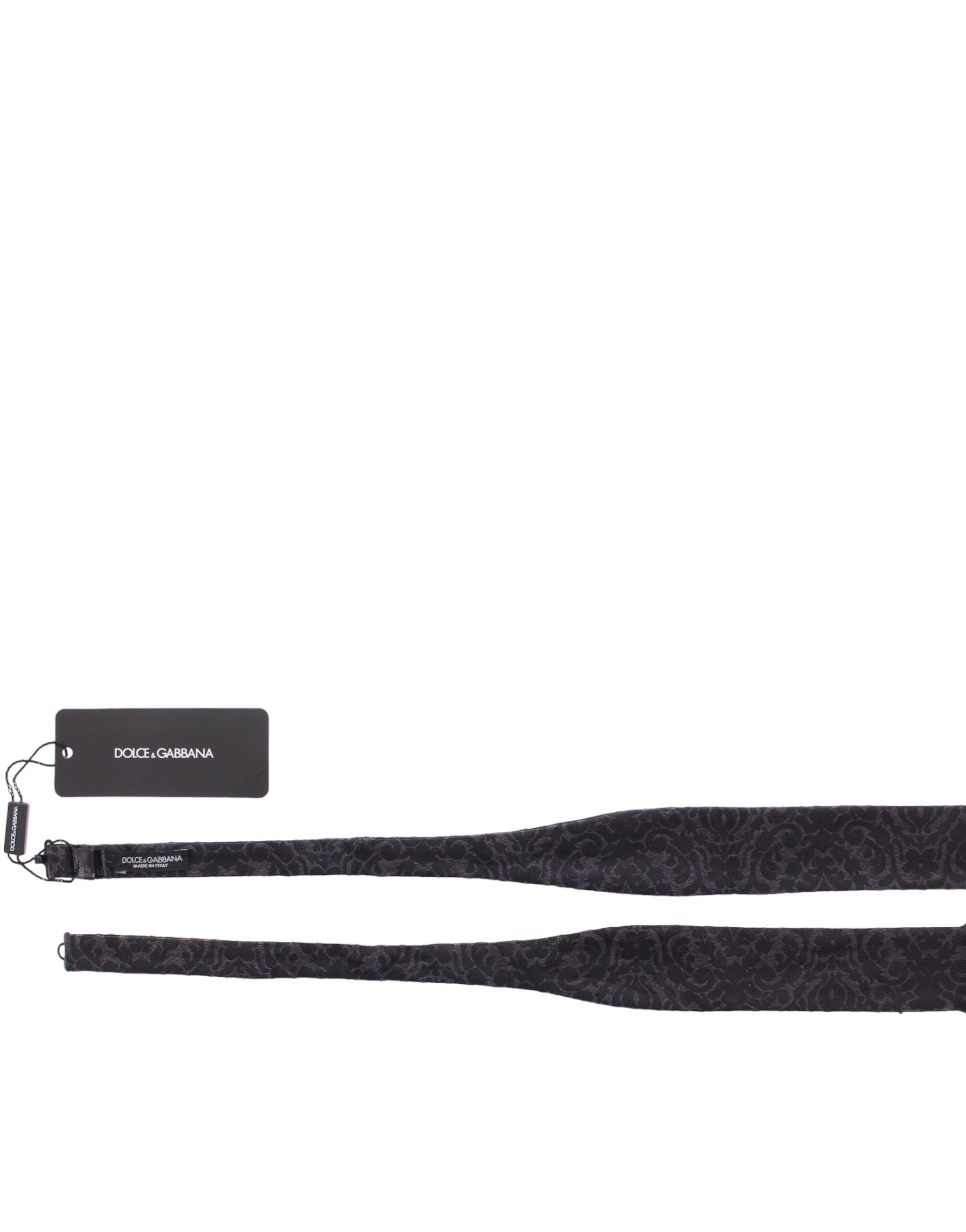 Dolce & Gabbana Elegant Black Paisley Silk-Wool Blend Bow Tie - ACCEXO