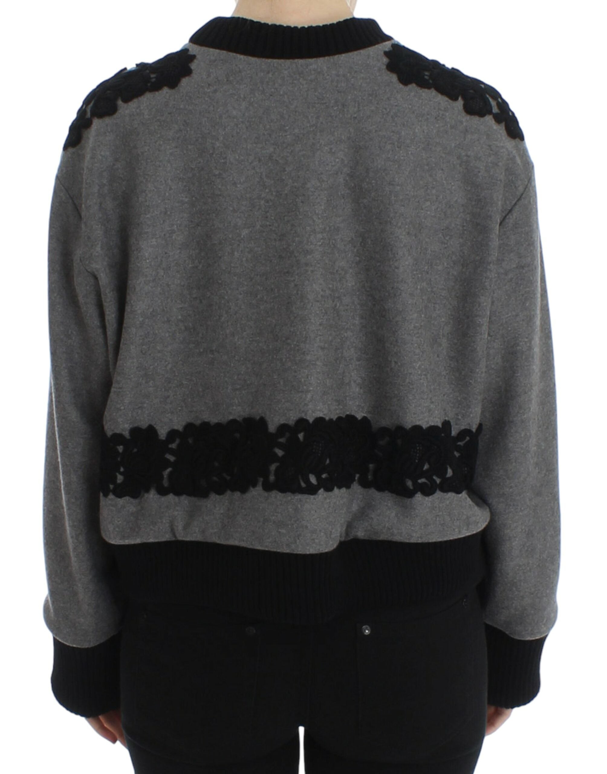 Dolce & Gabbana Elegant Gray Cashmere Blend Lace Sweater - ACCEXO