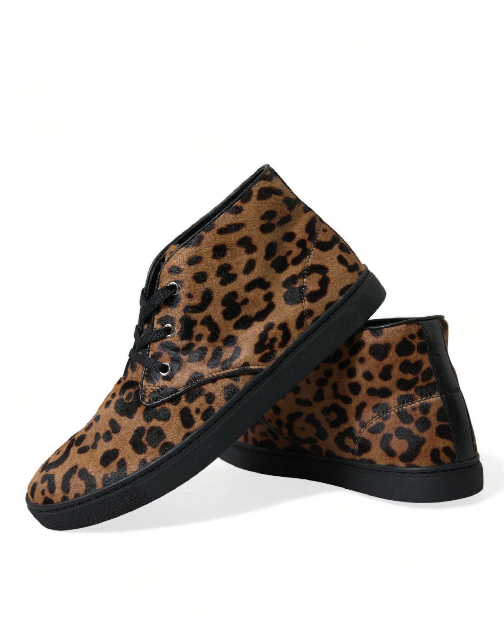 Dolce & Gabbana Elegant Leopard Print Mid-Top Sneakers - ACCEXO