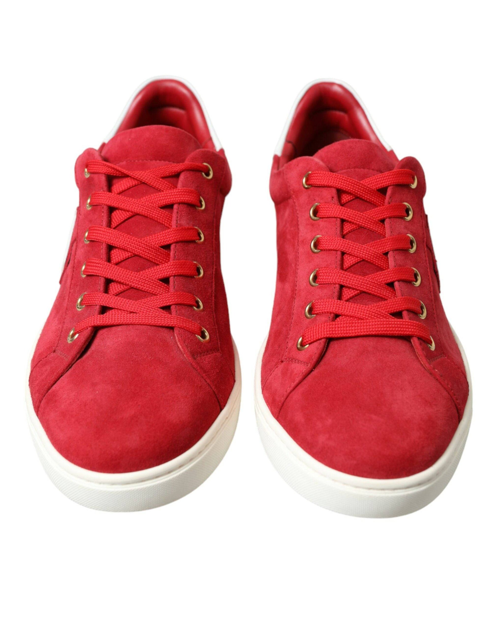 Dolce & Gabbana Elegant Red & White Low Top Sneakers - ACCEXO