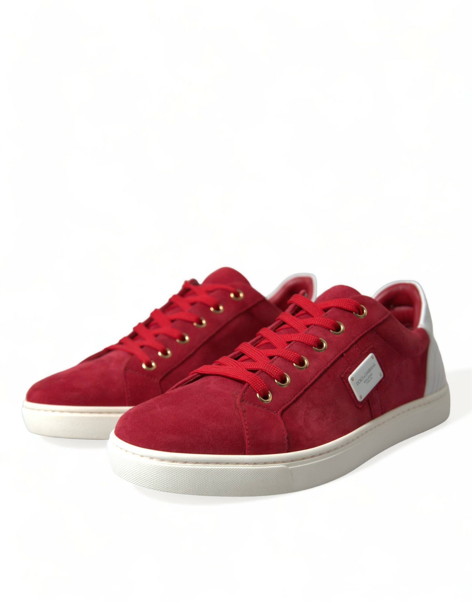 Dolce & Gabbana Elegant Red & White Low Top Sneakers - ACCEXO