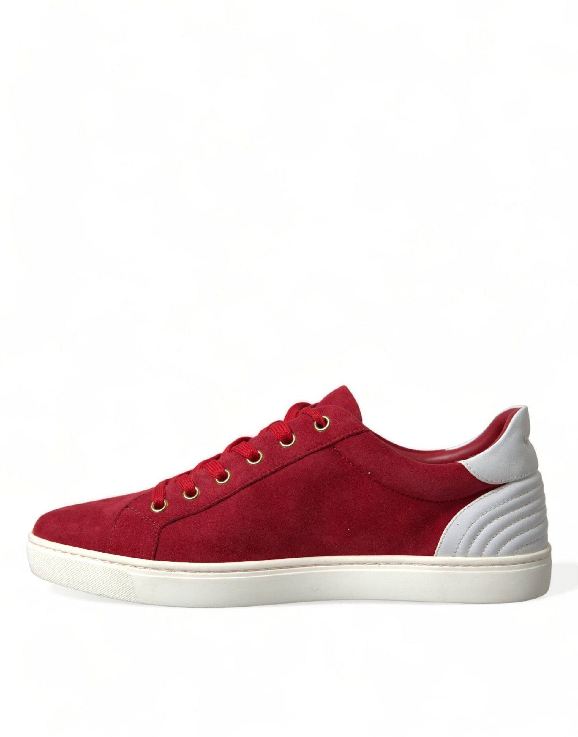 Dolce & Gabbana Elegant Red & White Low Top Sneakers - ACCEXO