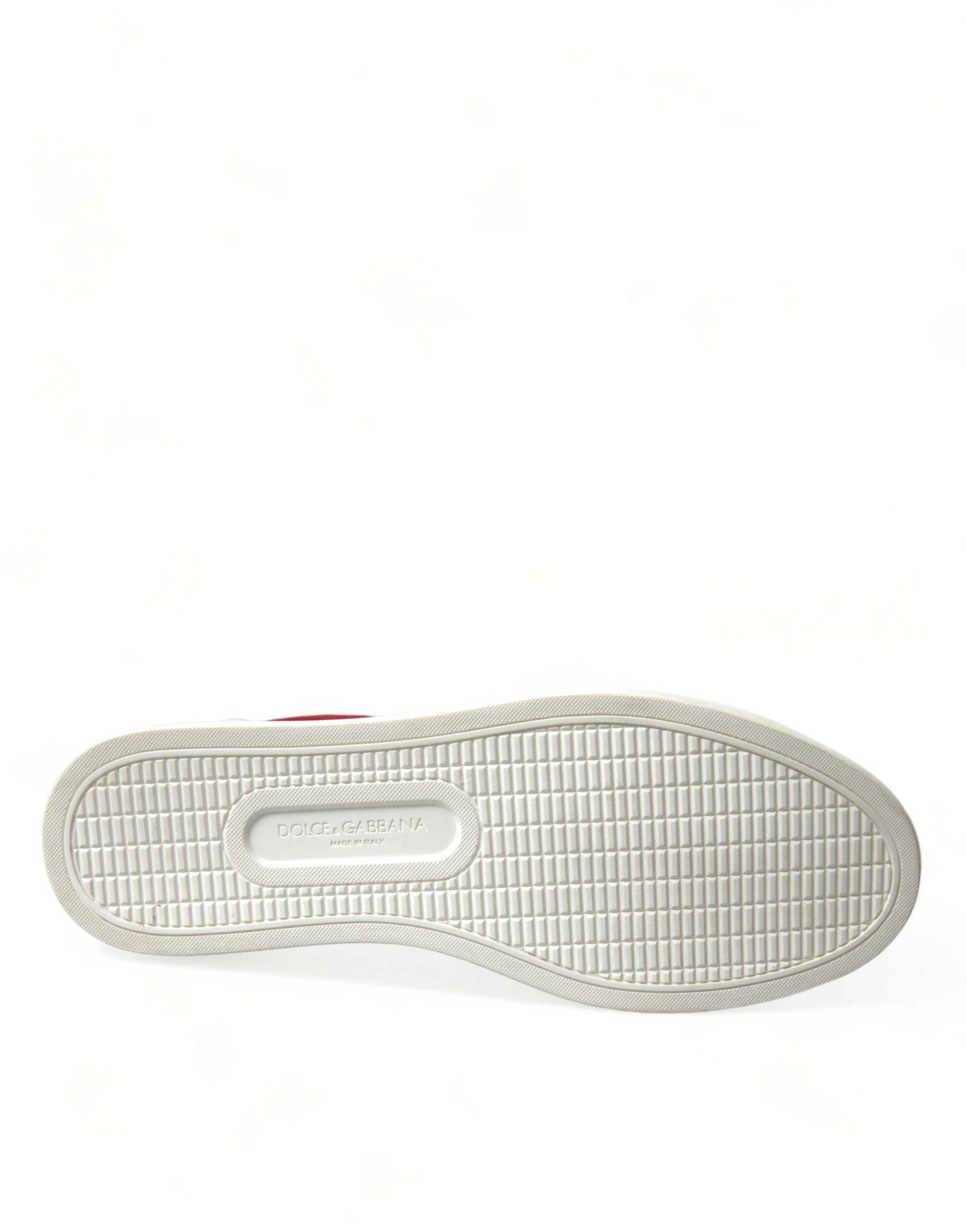 Dolce & Gabbana Elegant Red & White Low Top Sneakers - ACCEXO