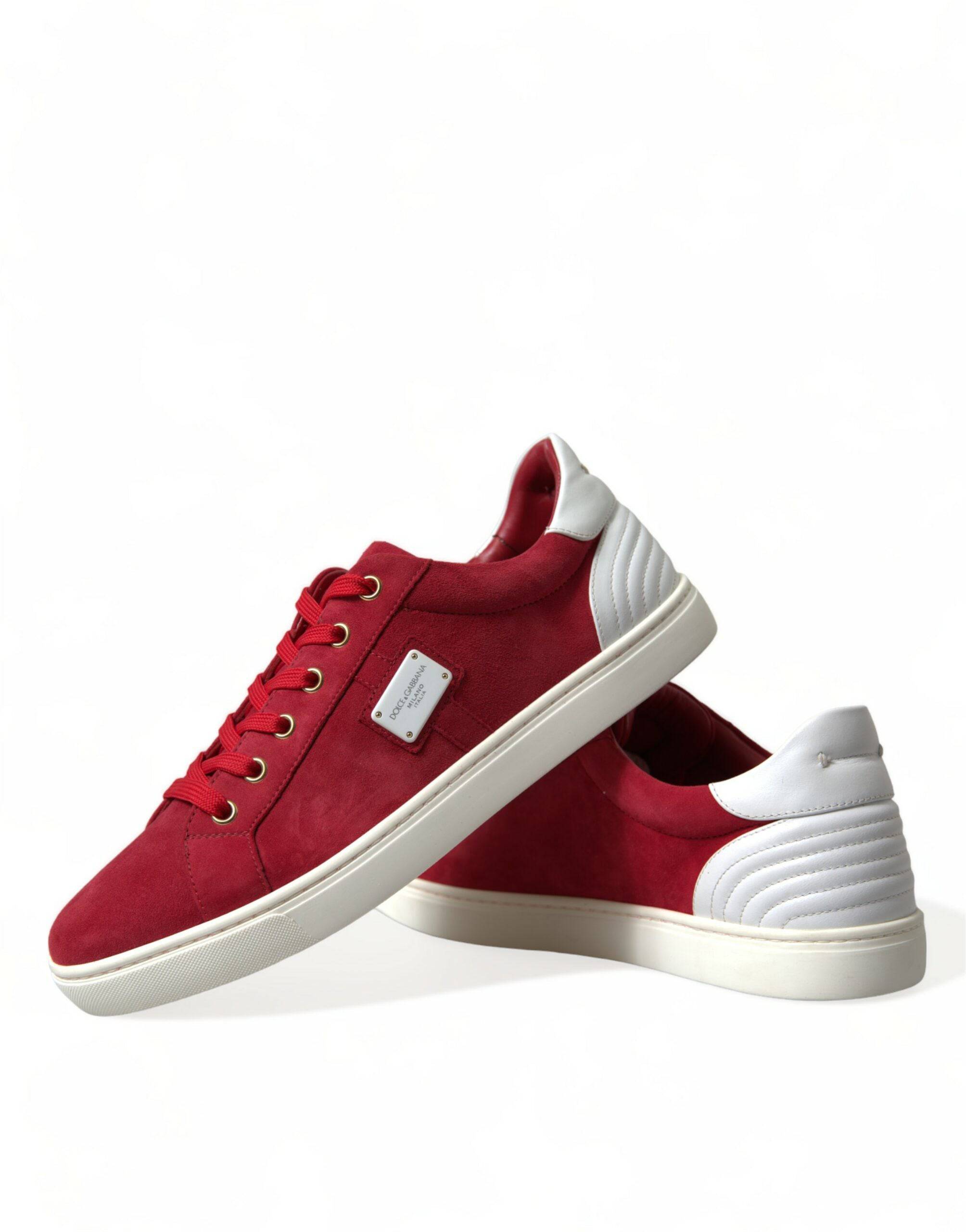 Dolce & Gabbana Elegant Red & White Low Top Sneakers - ACCEXO
