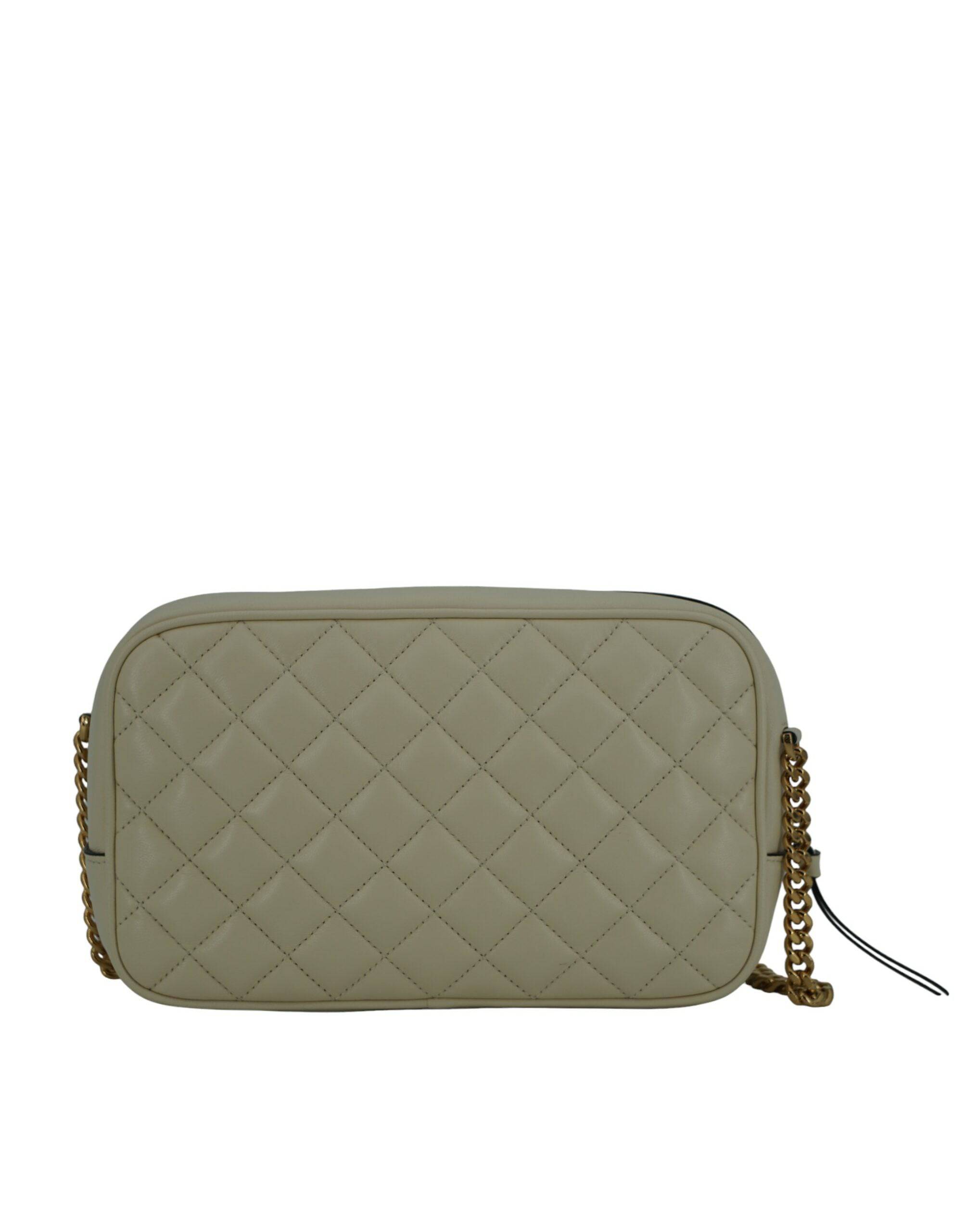 Versace Elegant White Leather Camera Shoulder Bag - ACCEXO