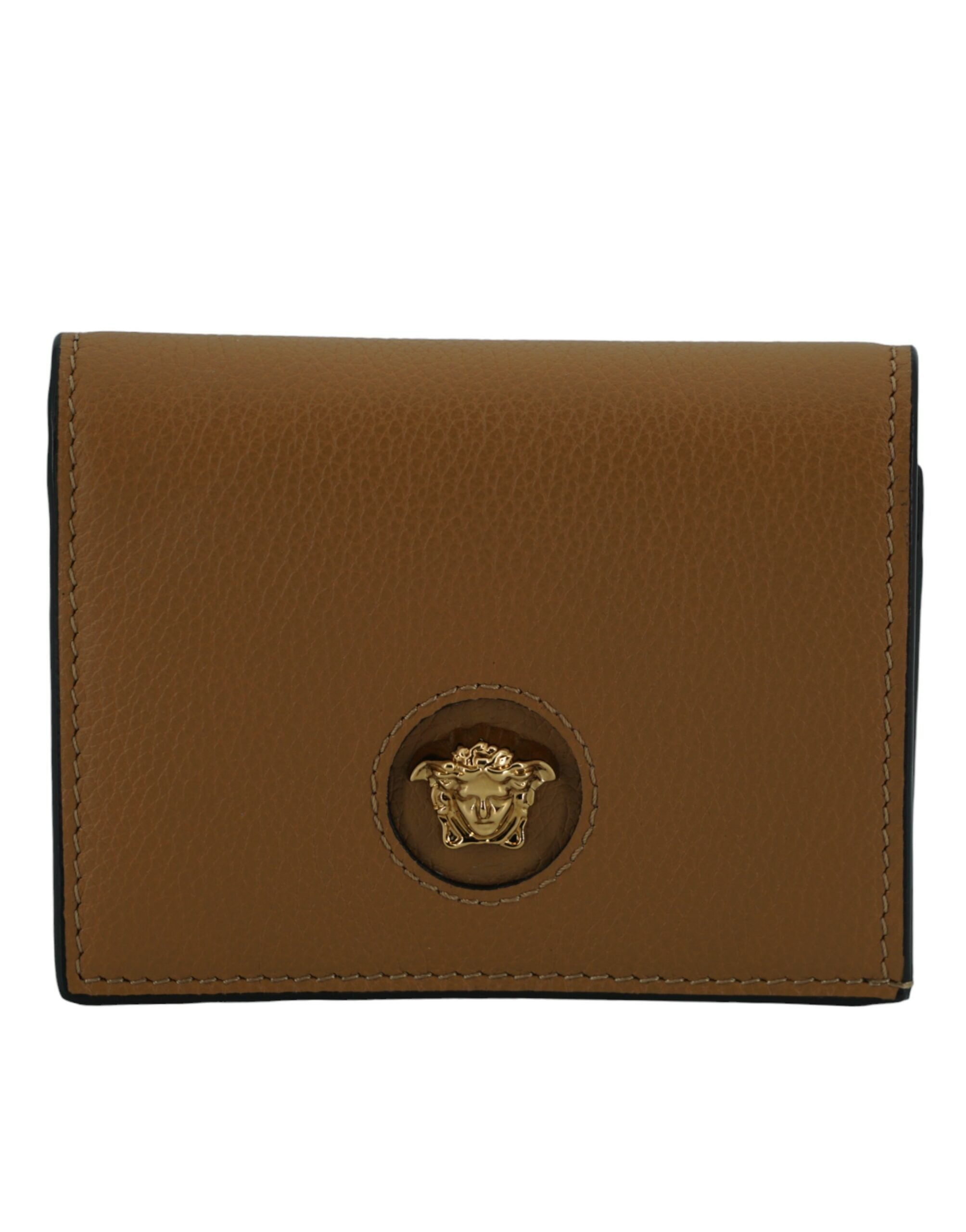 Versace Elegant Compact Leather Wallet in Brown - ACCEXO